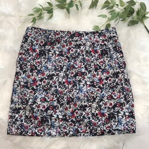 Christopher & Banks Floral Print Skort - Black, Red, Blue
